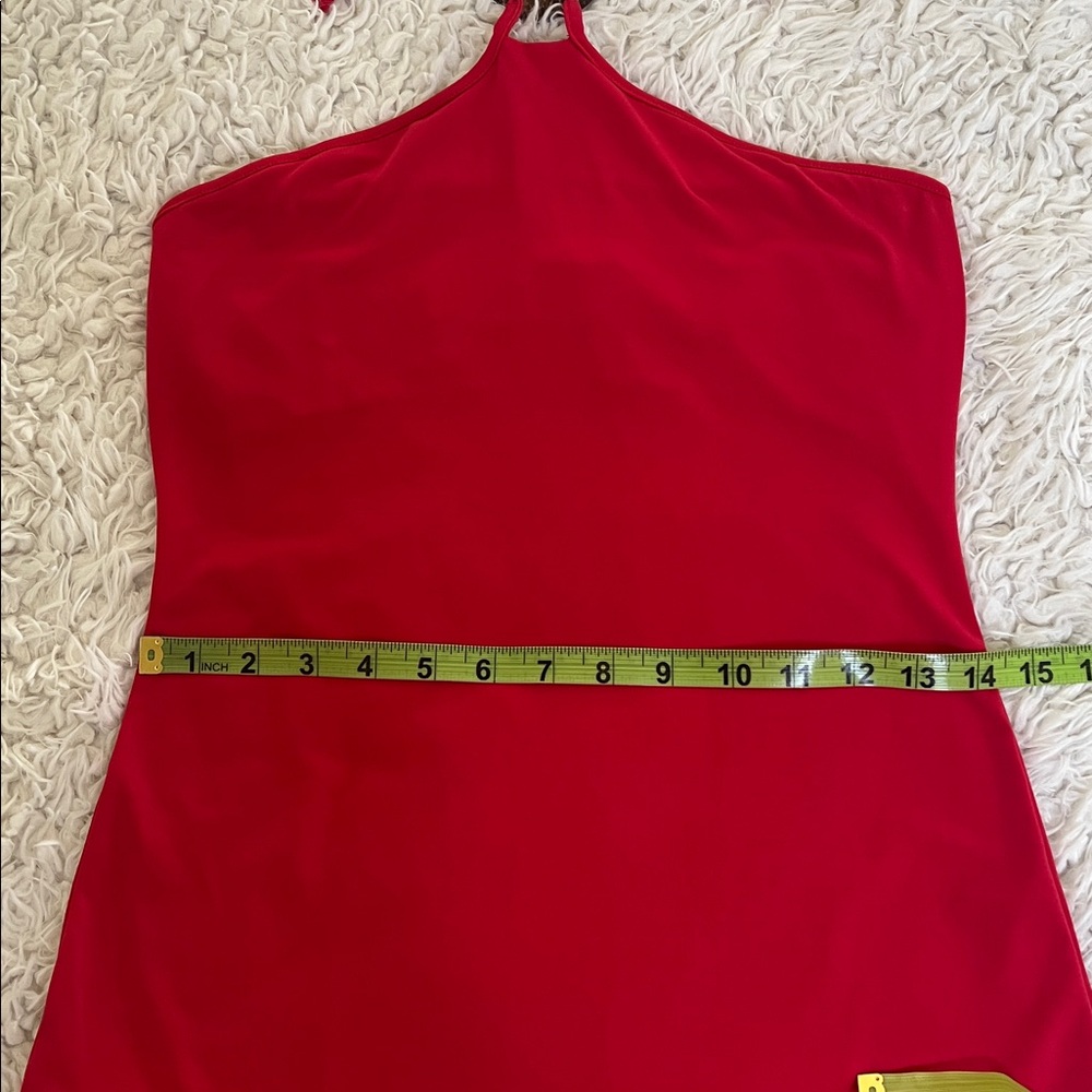 Moda International Halter Dress Red Asymmetrical Ruffle Party Boho Sz Small - Picture 12 of 14